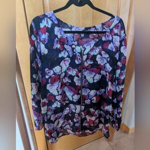 NY Collection Floral Women's Top - Black, Purple, Red